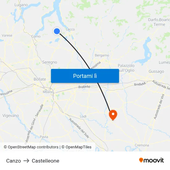 Canzo to Castelleone map