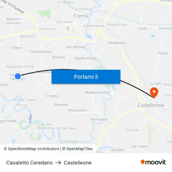 Casaletto Ceredano to Castelleone map