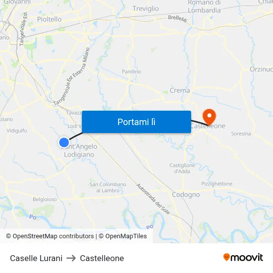 Caselle Lurani to Castelleone map