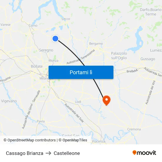 Cassago Brianza to Castelleone map