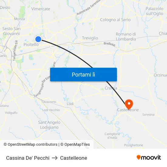Cassina De' Pecchi to Castelleone map