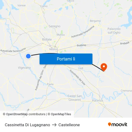 Cassinetta Di Lugagnano to Castelleone map