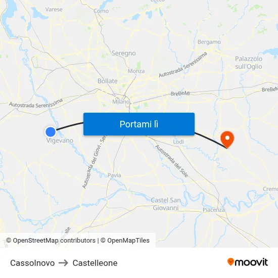Cassolnovo to Castelleone map