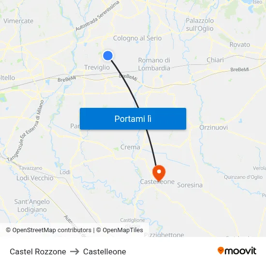 Castel Rozzone to Castelleone map