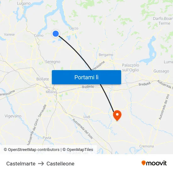 Castelmarte to Castelleone map