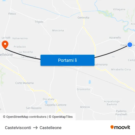 Castelvisconti to Castelleone map