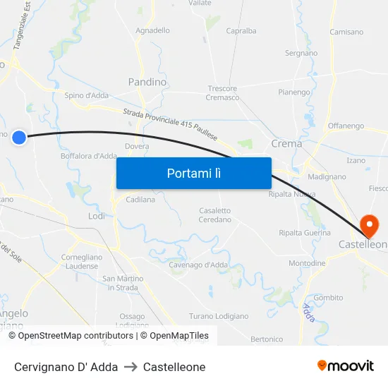 Cervignano D' Adda to Castelleone map