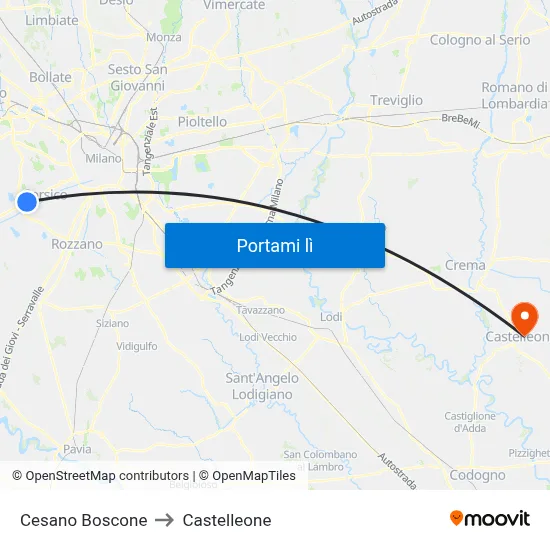 Cesano Boscone to Castelleone map