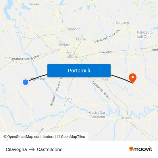 Cilavegna to Castelleone map