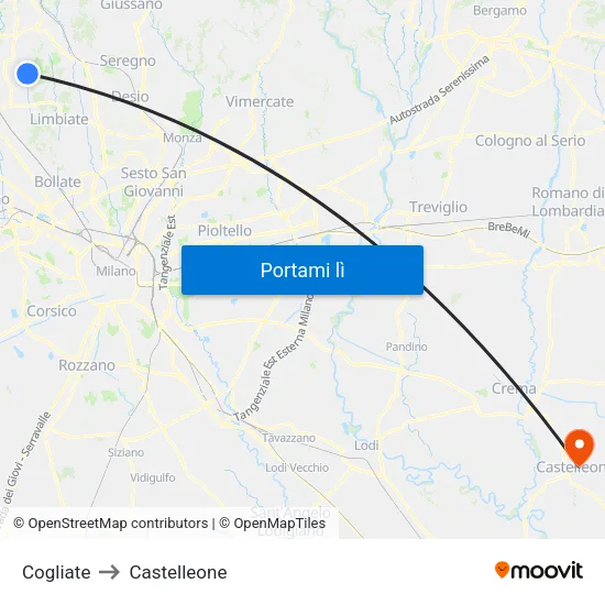 Cogliate to Castelleone map