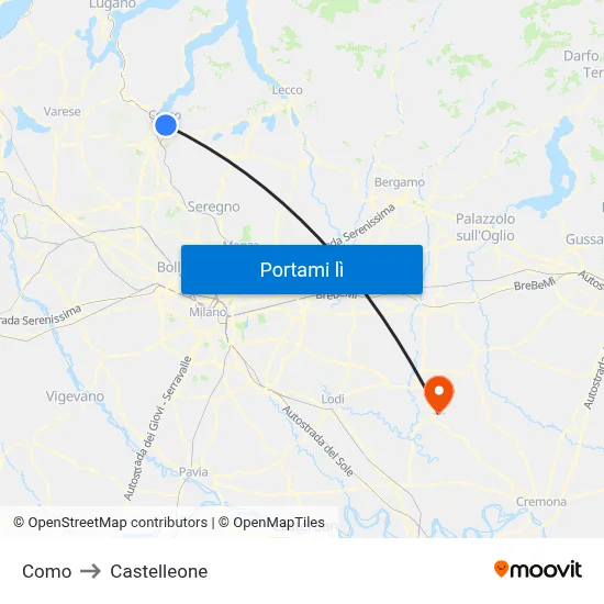 Como to Castelleone map