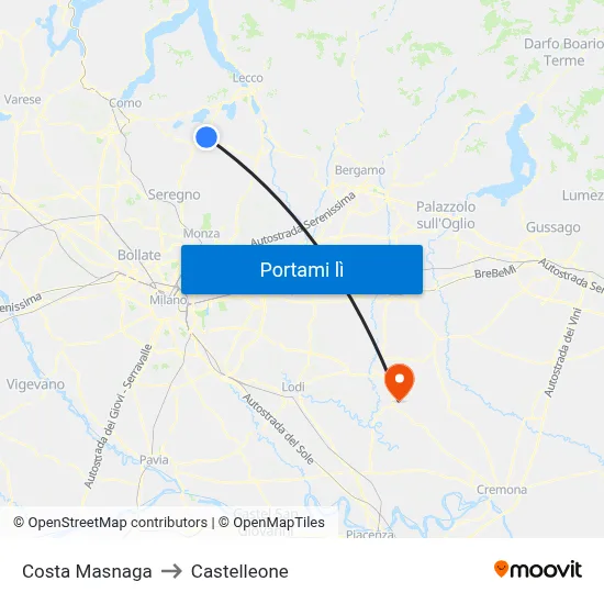 Costa Masnaga to Castelleone map