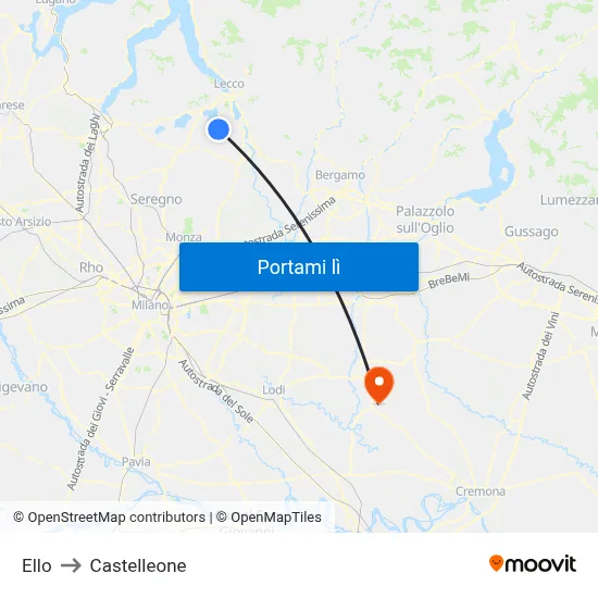 Ello to Castelleone map