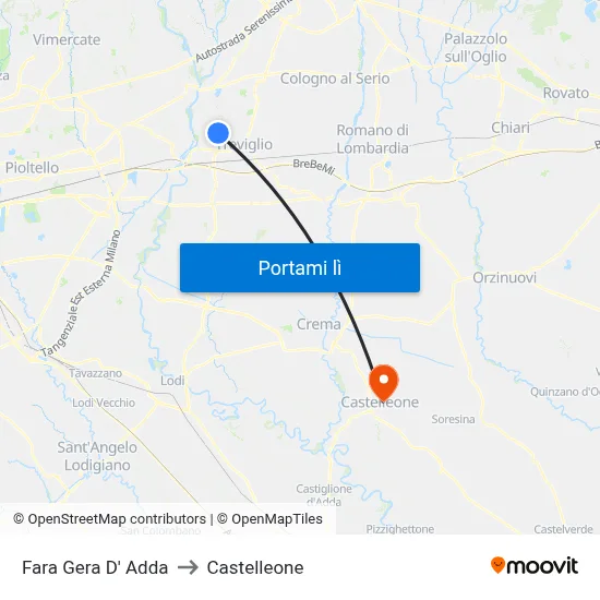 Fara Gera D' Adda to Castelleone map
