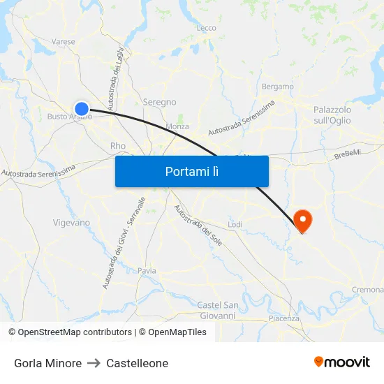 Gorla Minore to Castelleone map