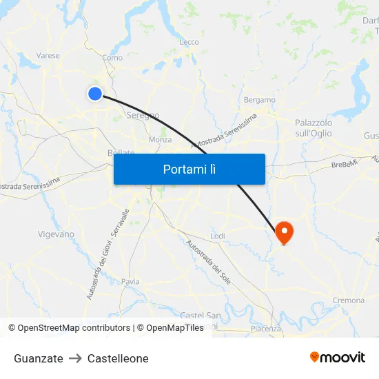 Guanzate to Castelleone map