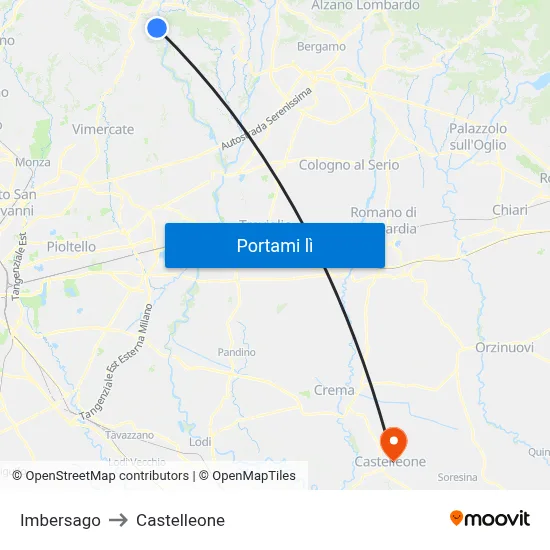 Imbersago to Castelleone map