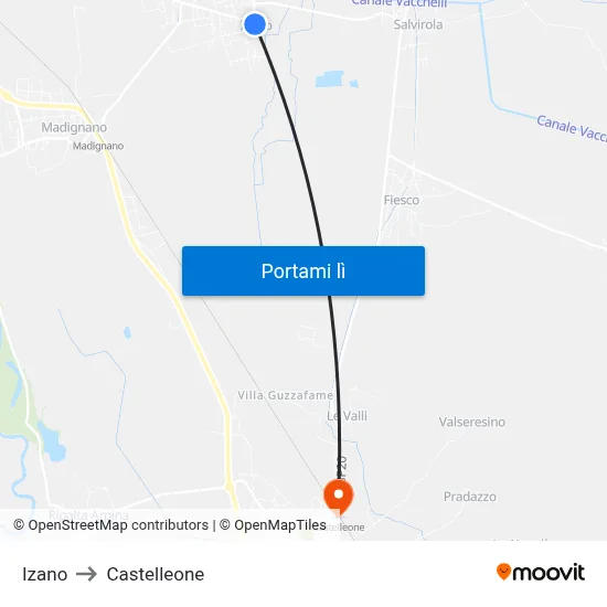 Izano to Castelleone map