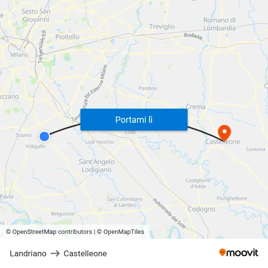 Landriano to Castelleone map