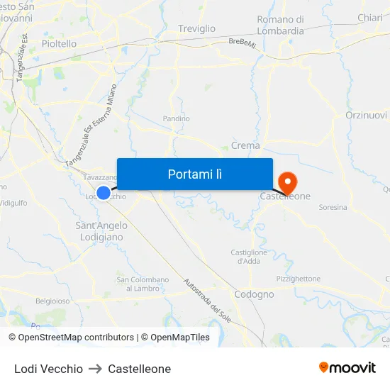 Lodi Vecchio to Castelleone map