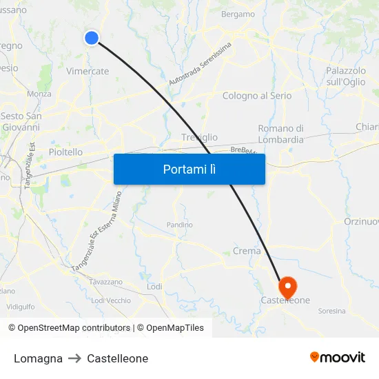 Lomagna to Castelleone map