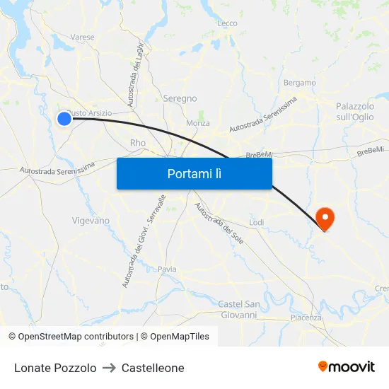 Lonate Pozzolo to Castelleone map