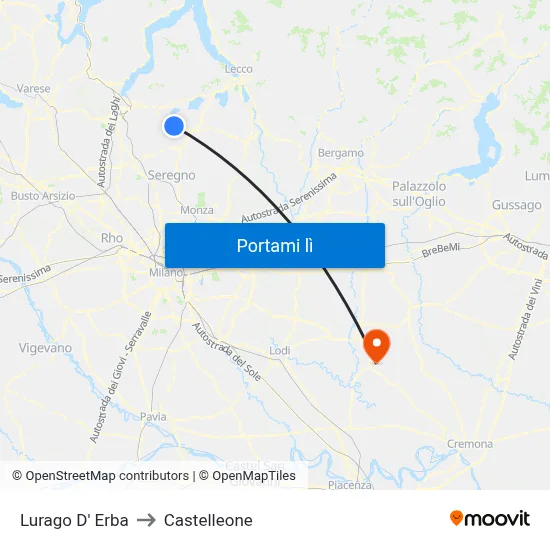 Lurago D' Erba to Castelleone map