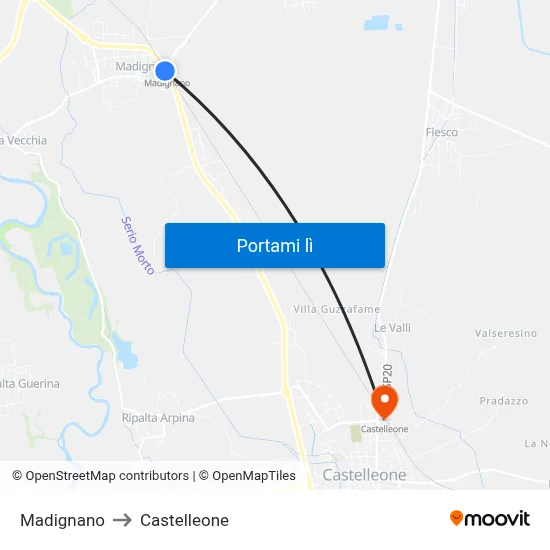 Madignano to Castelleone map
