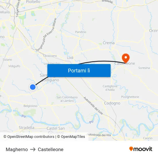 Magherno to Castelleone map