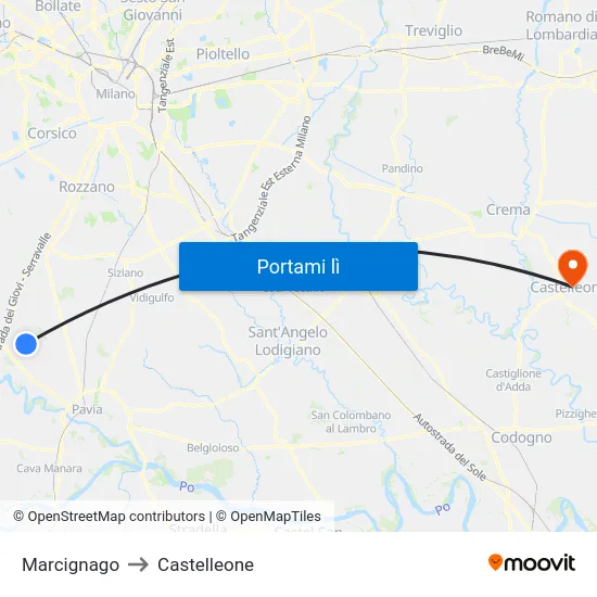 Marcignago to Castelleone map