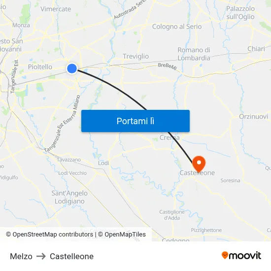 Melzo to Castelleone map