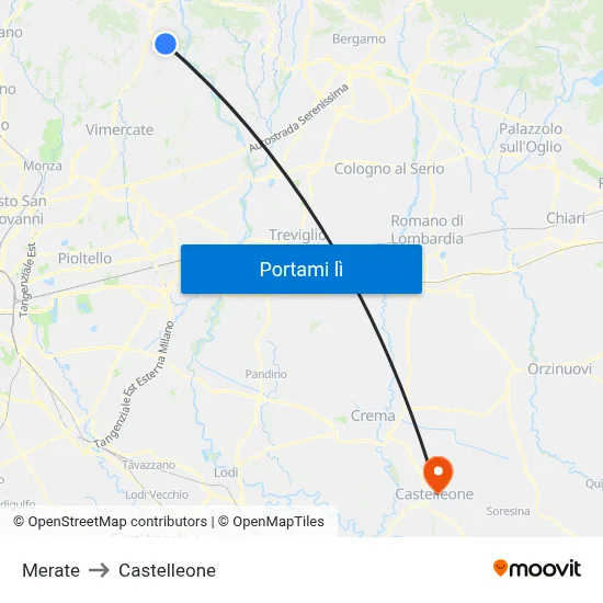 Merate to Castelleone map