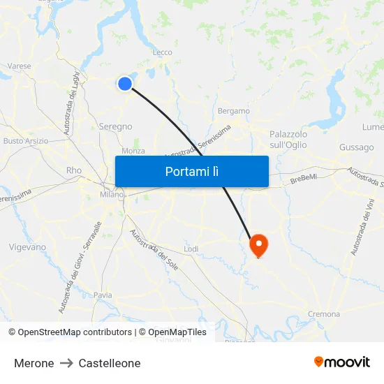 Merone to Castelleone map
