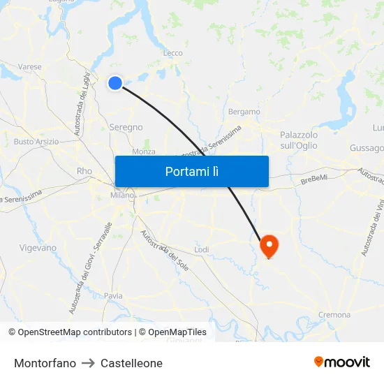 Montorfano to Castelleone map