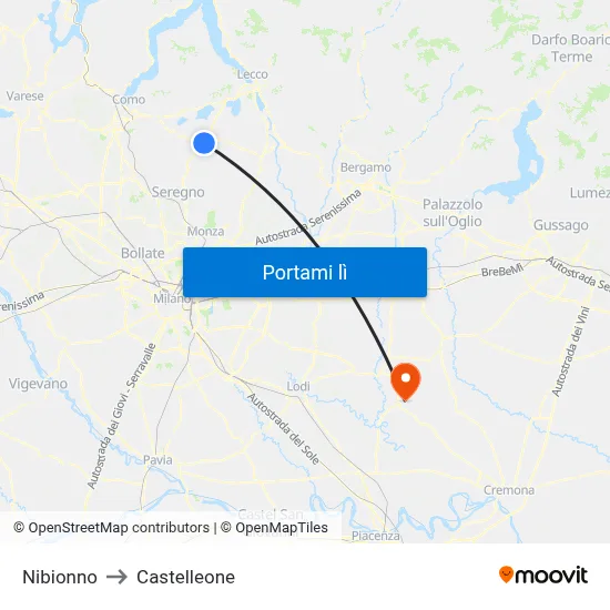 Nibionno to Castelleone map