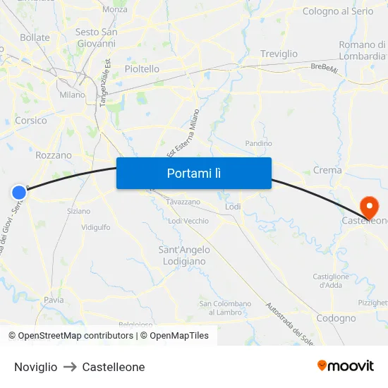 Noviglio to Castelleone map