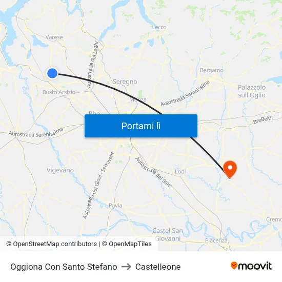 Oggiona Con Santo Stefano to Castelleone map