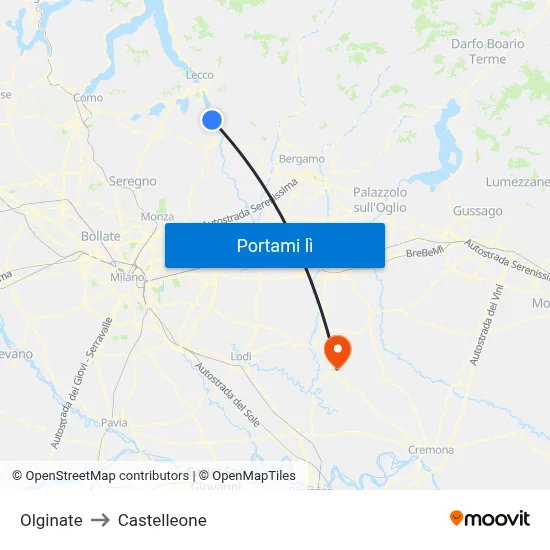 Olginate to Castelleone map