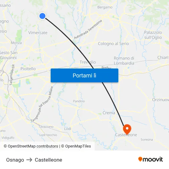 Osnago to Castelleone map