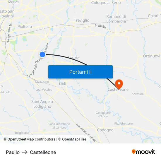 Paullo to Castelleone map