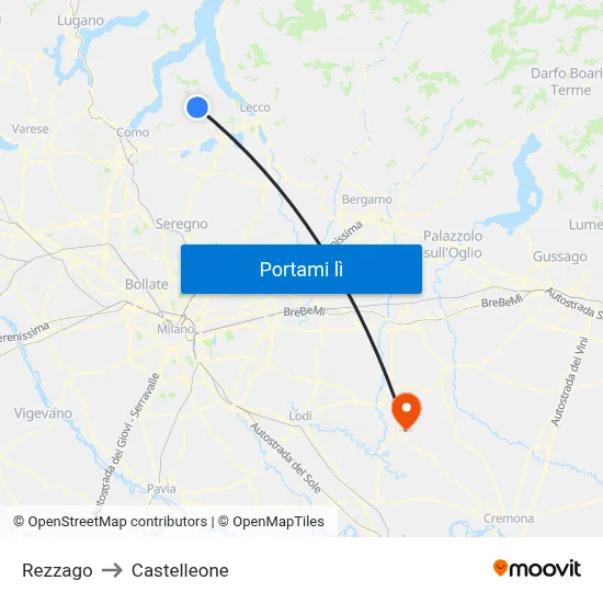 Rezzago to Castelleone map