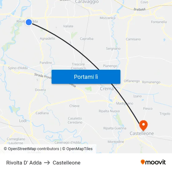 Rivolta D' Adda to Castelleone map