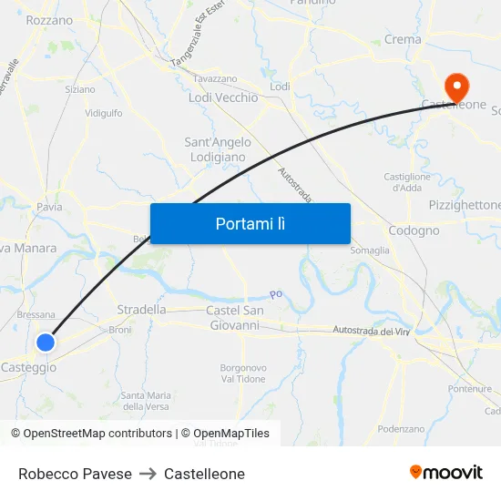 Robecco Pavese to Castelleone map