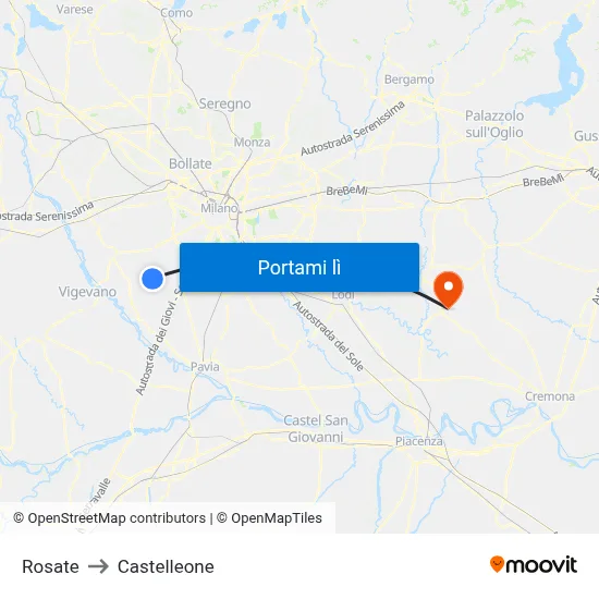 Rosate to Castelleone map