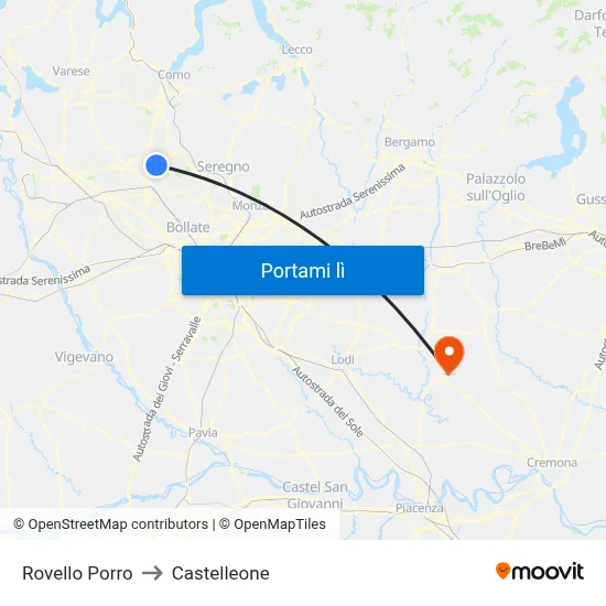 Rovello Porro to Castelleone map