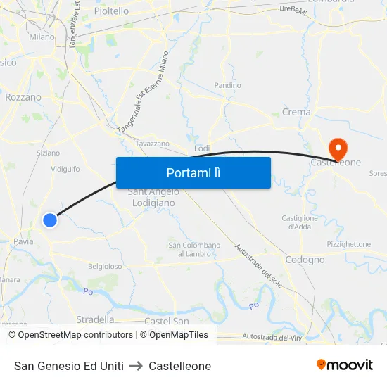 San Genesio Ed Uniti to Castelleone map
