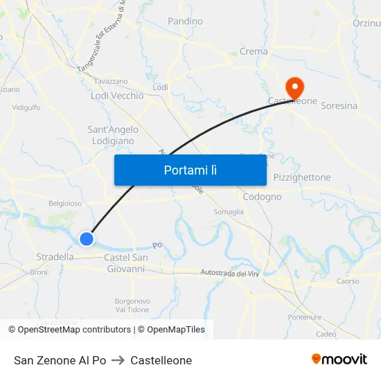 San Zenone Al Po to Castelleone map