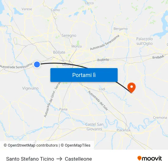 Santo Stefano Ticino to Castelleone map