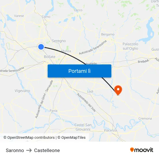 Saronno to Castelleone map