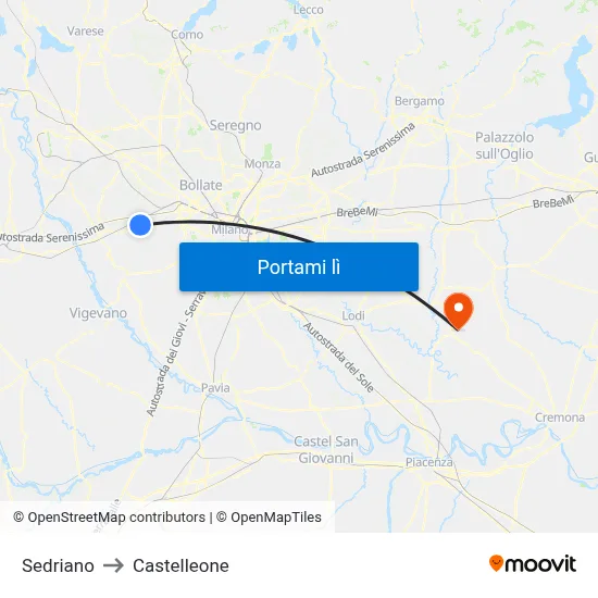 Sedriano to Castelleone map